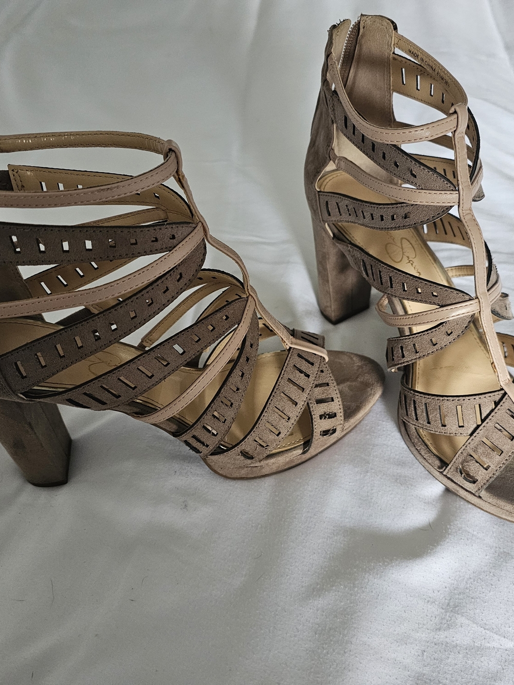 Jessica Simpson Strappy Platform Heels in Taupe